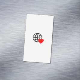 Cartão De Visitas Magnético Ícone do Globo de Amor Mundial | Coração Terra Des