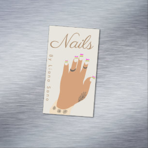 Cartão De Visitas Magnético Ilustração de Tatuagem de Artista de Unhas à Mão