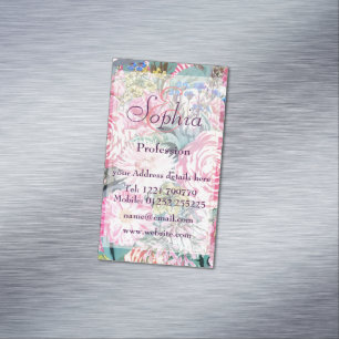Cartão De Visitas Magnético Ilustração floral de safena