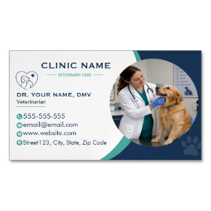 Cartão De Visitas Magnético Ímã para Veículo de Clínica Veterinária Moderna co