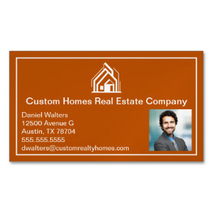 Cartão De Visitas Magnético Imobiliária Burnt Orange Company Realtor Foto