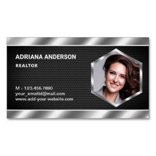 Cartão De Visitas Magnético Imobilizador de Fotografias Metálico Preto em Mal