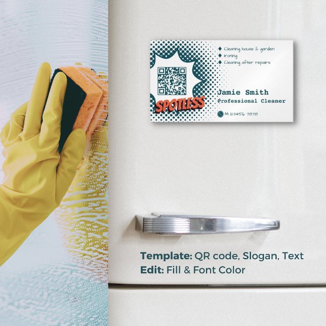 Cartão De Visitas Magnético Impressões Sem Profundidade: Limpeza Profissional  (Spotless Impressions: Professional House Cleaning Business Card Magnet)