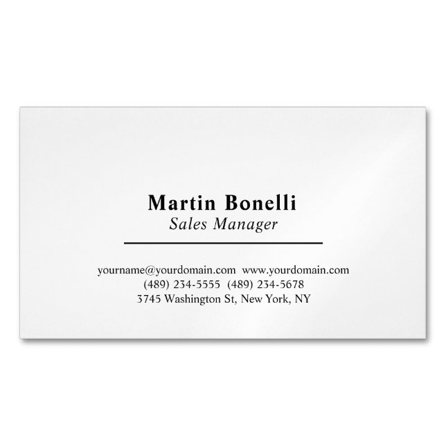 Cartão De Visitas Magnético Informação Simples de Nome Próprio Profissional Cl (Frente)