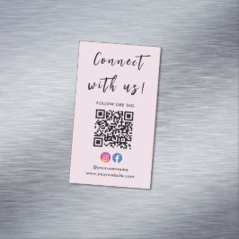 Cartão De Visitas Magnético Instagram Facebook Qr Code Connect With Us Pink