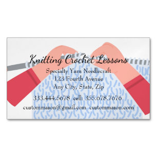 Cartão De Visitas Magnético Instrutor de Knitting & Crochet Lessons