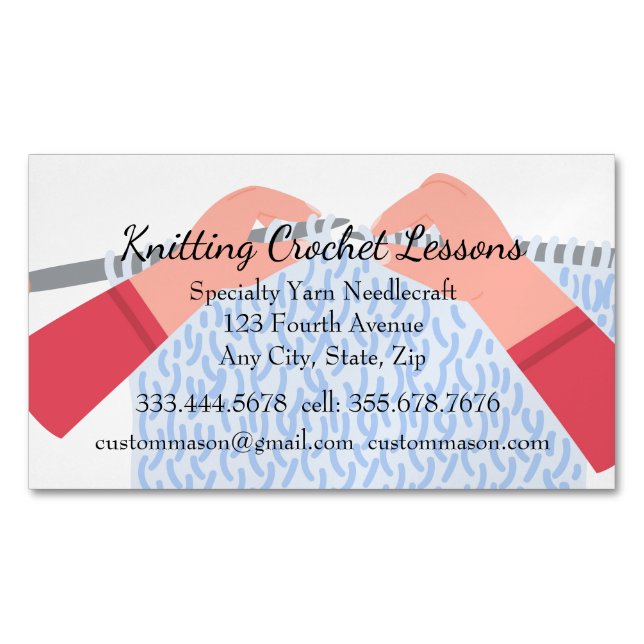 Cartão De Visitas Magnético Instrutor de Knitting & Crochet Lessons (Frente)