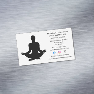 Cartão De Visitas Magnético Instrutor Yoga Saúde E Bem-Estar Mídia Social