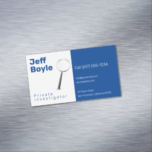 Cartão De Visitas Magnético Investigação privada   Detetive Professional Blu