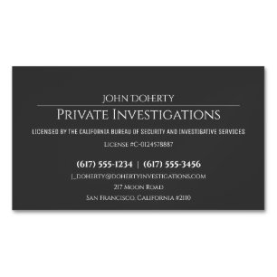 Cartão De Visitas Magnético Investigações Privadas   Detetive Professional Bu