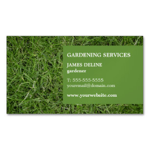 Cartão De Visitas Magnético Jardineiro simples moderno da grama verde