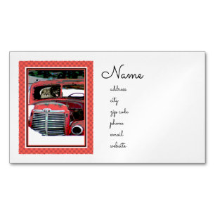 Cartão De Visitas Magnético Keeshond Christmas Old Truck Painting Art