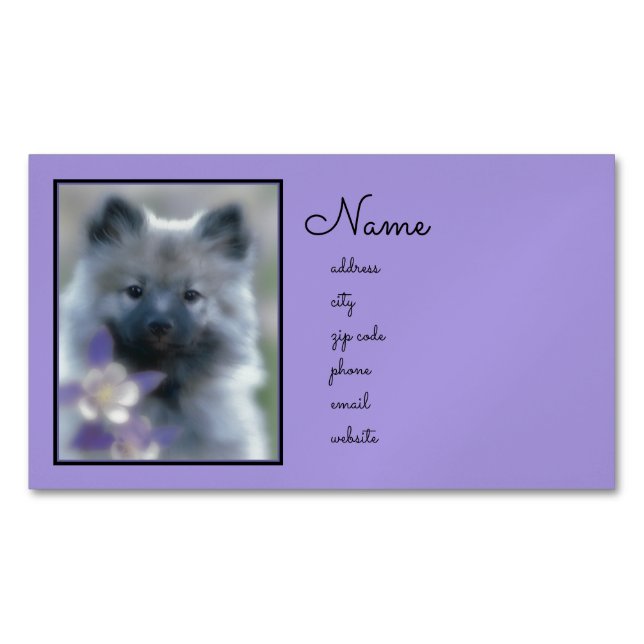 Cartão De Visitas Magnético Keeshond e Columbine - Fotografia de Cães (Frente)