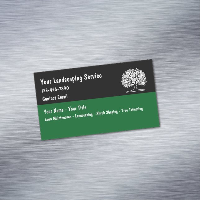 Cartão De Visitas Magnético Landscaping And Lawn Service Simple (Posição Original)