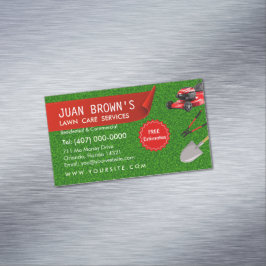 Cartão De Visitas Magnético Landscaping Services | Lawn Care & Garden Design