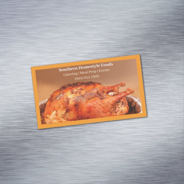 Cartão De Visitas Magnético Laranja Estilo De Casa Cozido Turquia Carne Prepar (Posição Original)
