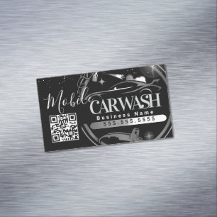 Cartão De Visitas Magnético Lavagem de Carros Móvel - Código QR do Logotipo da