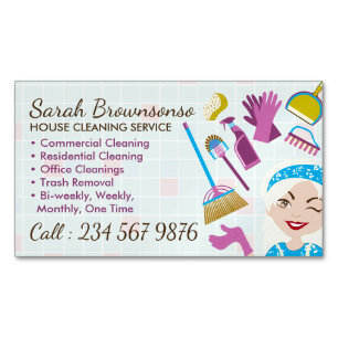 Cartão De Visitas Magnético Limpeza de Azulejo Janitorial Loura