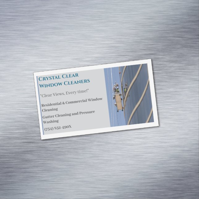 Cartão De Visitas Magnético Limpeza de Janelas Comerciais Residenciais (Posição Original)