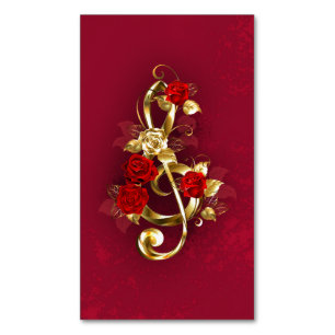 Cartão De Visitas Magnético Limpeza de ouro com Flores Rosa