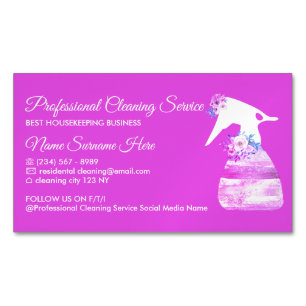 Cartão De Visitas Magnético Limpeza Floral Spray Purple Maid