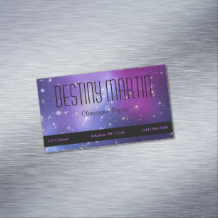 Cartão De Visitas Magnético Lindo Cósmico Metafísico Roxo