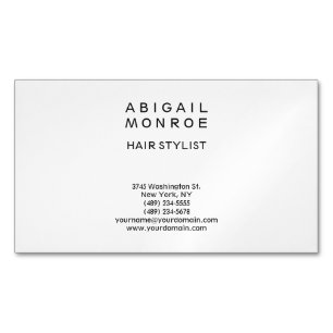 Cartão De Visitas Magnético Linen Modern, Mínimo Branco profissional