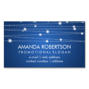 Cartão De Visitas Magnético Linhas Sparkling profissionais elegantes azuis