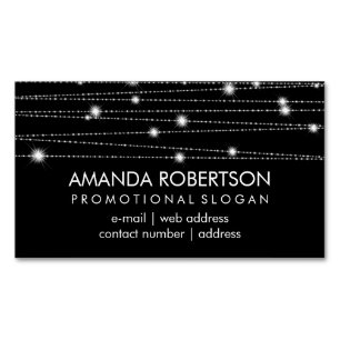 Cartão De Visitas Magnético Linhas Sparkling profissionais elegantes preto