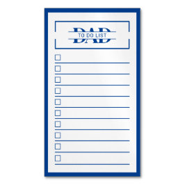 Cartão De Visitas Magnético Lista de Tarefas Monograma Pai Azul 5 cm x 8,9 cm