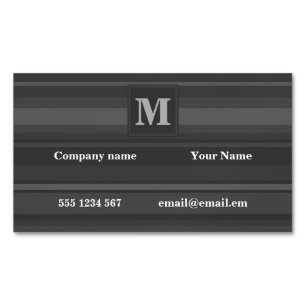 Cartão De Visitas Magnético Listras de carvão monograma