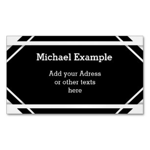 Cartão De Visitas Magnético Listras Estreitas brancas + seu backgr. & texto
