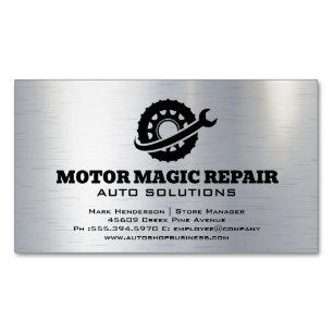 Cartão De Visitas Magnético Logotipo da chave inglesa   Compro de reparo autom