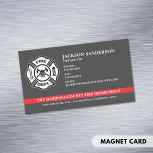 Cartão De Visitas Magnético Logotipo da Linha Vermelha do Bombeiro do Departam