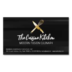 Cartão De Visitas Magnético Logotipo de uísque do ouro Chef Knife