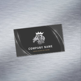 Cartão De Visitas Magnético Logotipo do Lion Prata Elegante Profissional