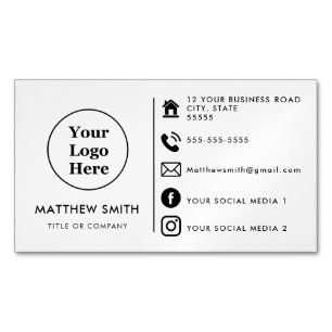 Cartão De Visitas Magnético logotipo personalizado ícones de mídia social mini