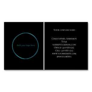 Cartão De Visitas Magnético Logotipo preto Branco - Corporate