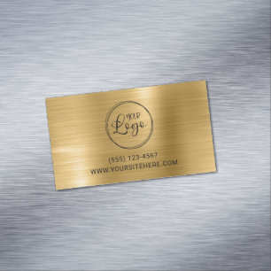 Cartão De Visitas Magnético Logotipo Preto com URL do Site em Folha de Ouro
