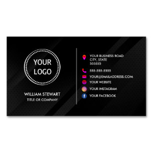 Cartão De Visitas Magnético Logotipo profissional - Mídia social minimalista