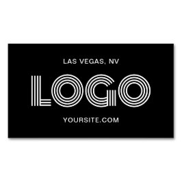 Cartão De Visitas Magnético Logotipo retangular branco e preto