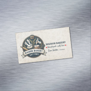 Cartão De Visitas Magnético Loja de Padaria Rústica Confeitaria Sobremesa Doce