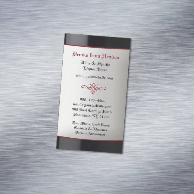 Cartão De Visitas Magnético Loja de Vinhos Líquidos (Posição Original)