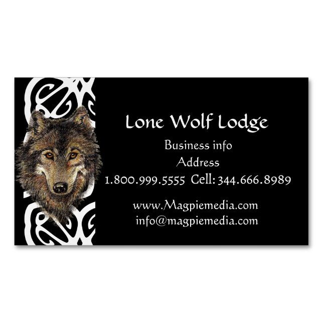 Cartão De Visitas Magnético Lone Wolf Lodge Custom Cartão de visita (Frente)