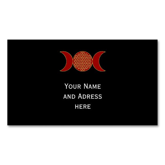 Cartão De Visitas Magnético Lua Tripla Mágica - Flor Espirituosa Da Vida 1 (Frente)