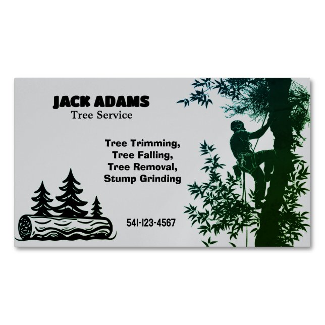 Cartão De Visitas Magnético Lumberjack Tree Service Magnetic Business Card (Frente)