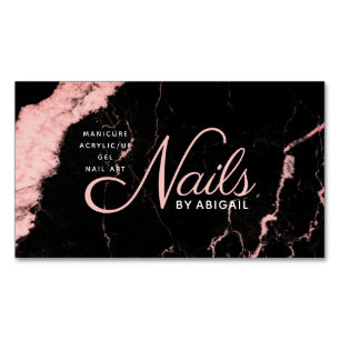Cartão De Visitas Magnético Lush Pink Marble Unhas Por "Nome"
