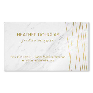 Cartão De Visitas Magnético Lux Modern Dourado com Marble