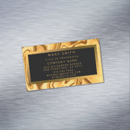 Cartão De Visitas Magnético Luxury Elegante Dourado Marble