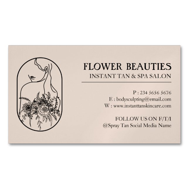 Cartão De Visitas Magnético Luz Castanha Bela Cabelo Feminina Tan (Frente)